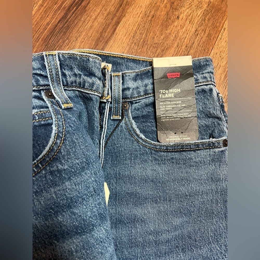 Levi's 70s High Flare Jeans Women Size 29 X30 High Rise Médium Wash Denim - Picture 13 of 13